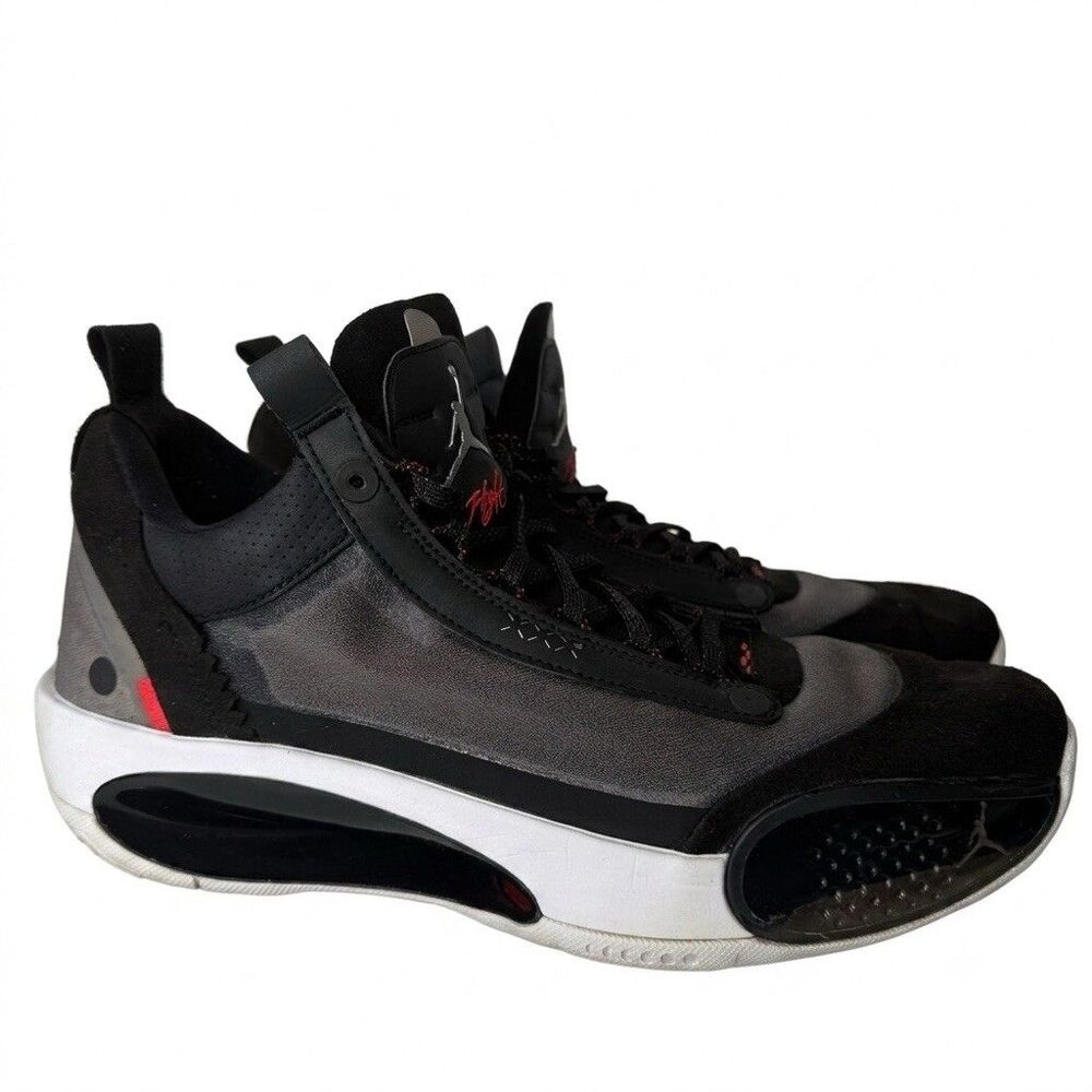 Air Jordan 34 Low Heritage Shoes Black White Red CU3473-001 Mens Size 10